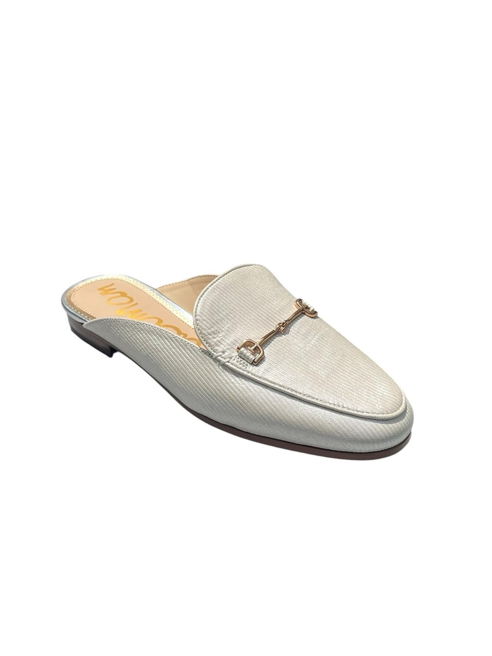 Sam Edelman Lennie Slip-On Women’s Loafer Mule in Ivory with Gold Bit Size 7